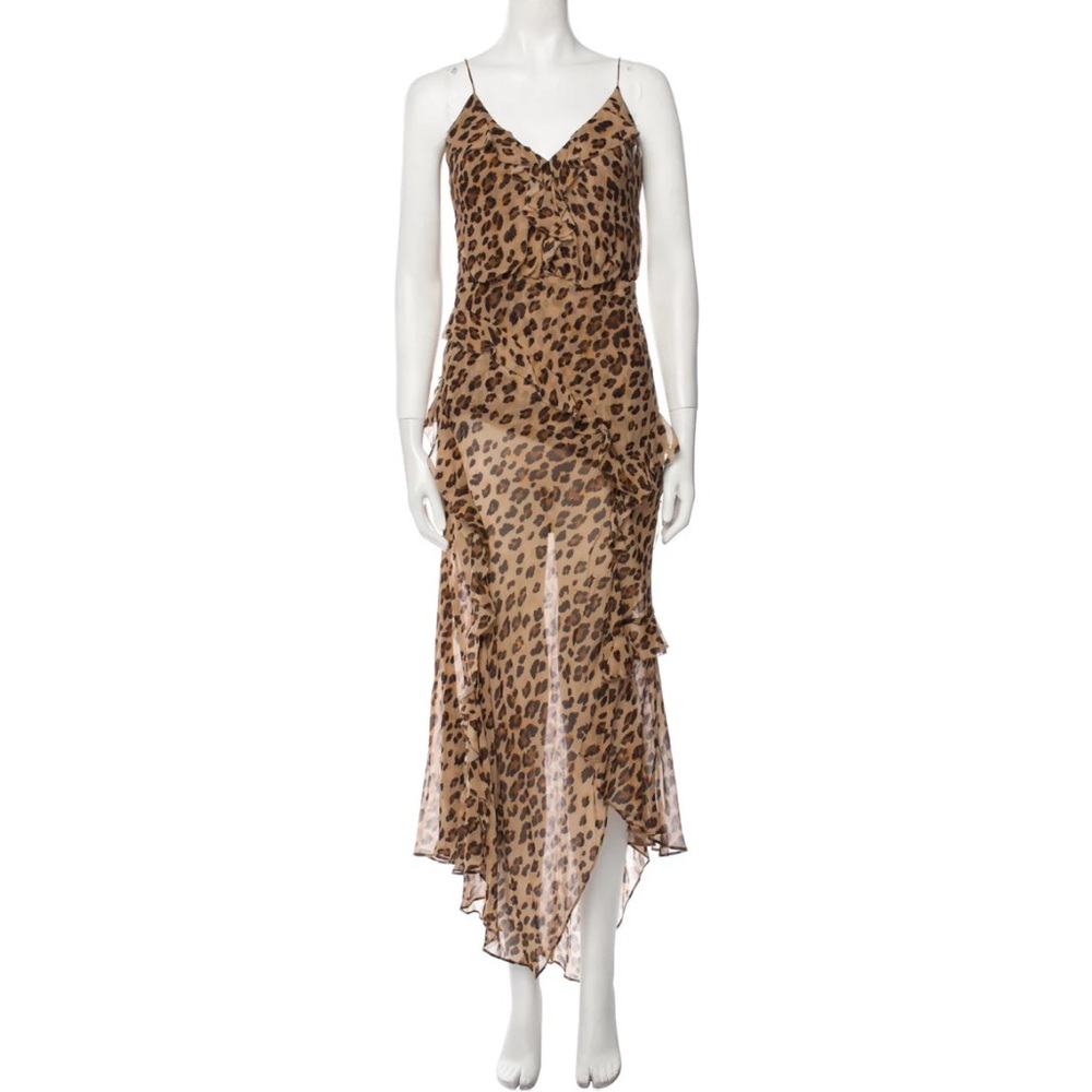 Veronica Beard Leopard Print Midi Silk Dress, Size 2